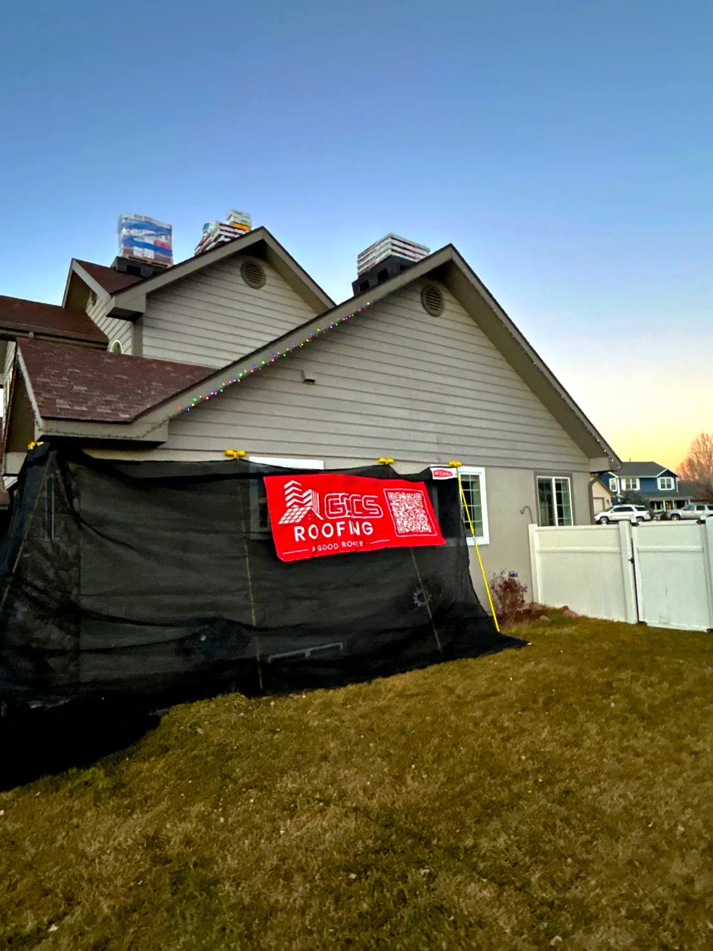 Residential home in Colorado undergoing roofing work