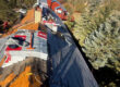 Residential roof installation in a mountainous area of Colorado, showing underlayment and roofing materials applied by experts during a roof replacement project.